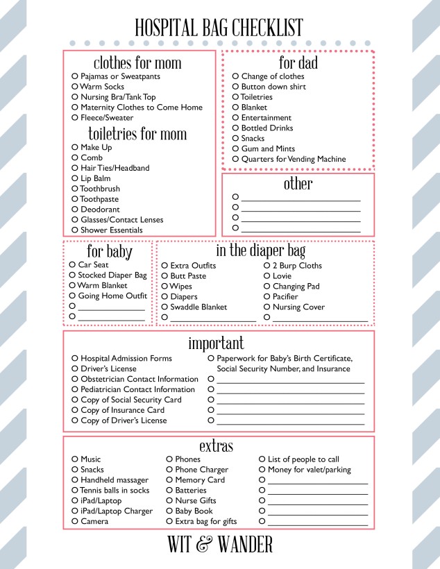 Complete Hospital Bag Checklist for Mum & Baby. (Printable PDF